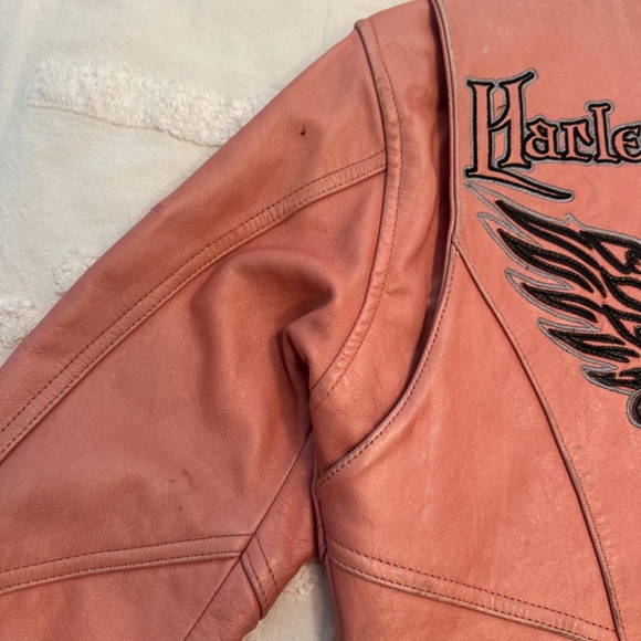 Harley Davidson Pink Genuine Leather Jacket - Picture 7 of 7